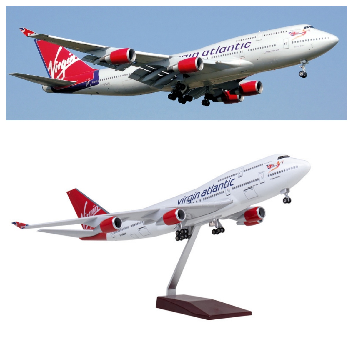 Model Airplane Plastic - 47cm Virgin Atlantic B747 vliegtuigmodel van