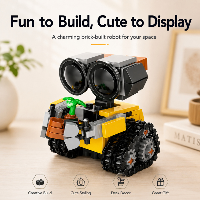Building Block Mini - Mini Robot Bouwstenenset, Schattig rupsbandrobotmodel met
