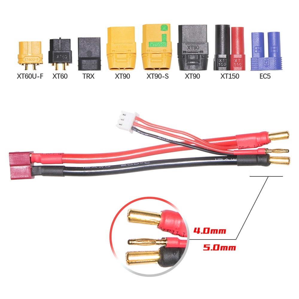 Tamiya Model Paint Set - Lipo Lithium Batterij Oplaadkabel 2S 4MM/5MM